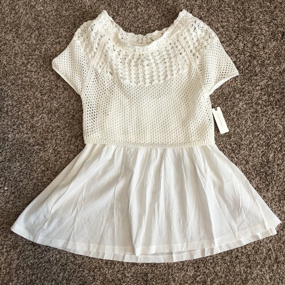 NW Anthropologie Meadow Crochet Babydoll Top Set S